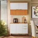 Ver imagem 5 de Balcão com Tampo e Armário Aéreo 120 cm MDF Bari Freijo Off Acetinado Poliman