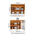 Ver imagem 3 de Balcão com Tampo e Armário Aéreo 120 cm MDF Bari Freijo Off Acetinado Poliman