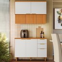 Ver imagem 2 de Balcão com Tampo e Armário Aéreo 120 cm MDF Bari Freijo Off Acetinado Poliman