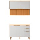 Ver imagem 1 de Balcão com Tampo e Armário Aéreo 120 cm MDF Bari Freijo Off Acetinado Poliman
