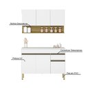 Ver imagem 4 de Kit Balcão de Pia com Tampo e Aereo 120 Cm 6 Portas 1 Gaveta Madrid - Supremo/supremo/cp-freijó