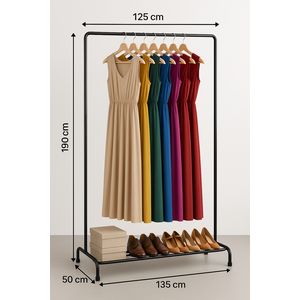 Arara Alta para Roupas e Vestidos Longos 190cm Altura X 125cm Comprimento - 100% Aço Resistente