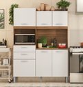 Ver imagem 1 de Kit Cozinha Harmonia com Espaço para Microondas 6 Portas 2 Gavetas - Amêndola Touch/branco Demóbile