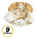 Ver imagem 2 de 9 Spot de Cristal Embutir Base Dourada Transparente Sala Bet11