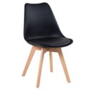 Ver imagem 3 de Kit 4 Cadeiras Jantar Saarinen Wood Tulipa Leda Eames Estofada Preta 136s