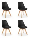 Ver imagem 1 de Kit 4 Cadeiras Jantar Saarinen Wood Tulipa Leda Eames Estofada Preta 136s