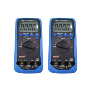 Kit 2 Multímetro Digital Corrente Tensão Continuidade Temperatura Ac Dc 4000 Contagens Md-750 Portát