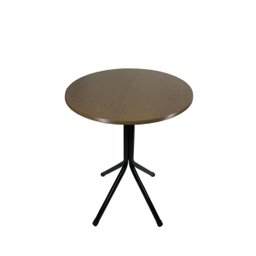 Mesa Bistrô Baixo Preto com Tampo Redondo Amadeirado - 1