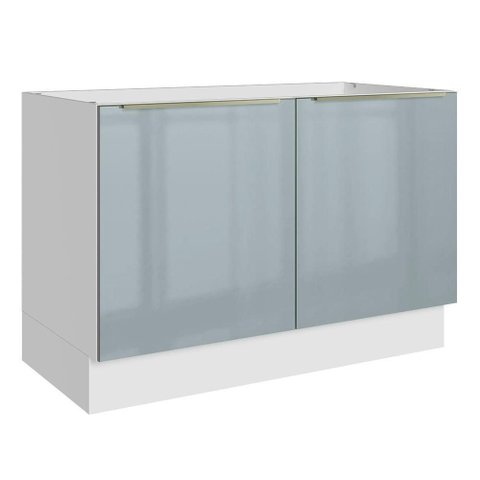 Balcão Gabinete de Pia 120 cm 2 Portas (sem Tampo) Branco/Cinza Lux Madesa