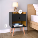 Ver imagem 2 de Kit Mesa de Cabeceira Moderna Quarto c/ Nicho -Decore- - Preto/Nature