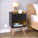 Ver imagem 2 de Kit Mesa de Cabeceira Moderna Quarto c/ Nicho -Decore- - Preto/Nature