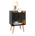 Ver imagem 3 de Kit Mesa de Cabeceira Moderna Quarto c/ Nicho -Decore- - Preto/Nature