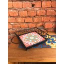 Ver imagem 2 de Bandeja Rustica Quadrada de Mesa Ferro com Ladrilho