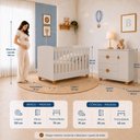 Ver imagem 4 de Conjunto Berço 2 em 1 e Cômoda 4 Gavetas Apolo Quarto Bebê