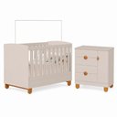 Ver imagem 2 de Conjunto Berço 2 em 1 e Cômoda 4 Gavetas Apolo Quarto Bebê