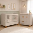 Ver imagem 1 de Conjunto Berço 2 em 1 e Cômoda 4 Gavetas Apolo Quarto Bebê