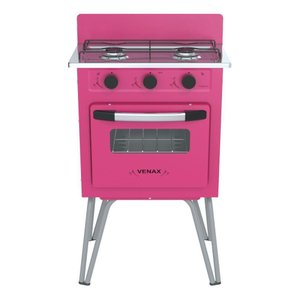 Fogão Portátil 2 Bocas Venax Gemini Vetrô a Gás Glp - Rosa