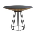 Ver imagem 1 de Mesa de Jantar Emma 120 Cm Cone Raiada Chanfrada Redonda Nozes com Vidro Preto Cozinha