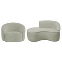 Ver imagem 2 de Kit Divã Recamier Orgânico Marrocos 150cm Lado Esquerdo e 1 Poltronas Amore Bouclé Verde Oliva