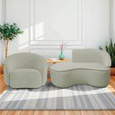 Ver imagem 1 de Kit Divã Recamier Orgânico Marrocos 150cm Lado Esquerdo e 1 Poltronas Amore Bouclé Verde Oliva