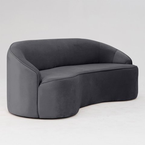 Sofá Curvo Montserrat 230cm 04 Lugares Veludo Cinza Titânio - CasaePoltrona