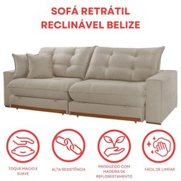 Sofá Retrátil 4 Lugares 290cm Veludo Belize - 8