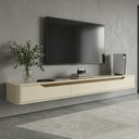 Ver imagem 1 de Rack Suspenso Slim Curvo 220cm para TV até 70” Moderno Luxo MDP/MDF com Portas Basculantes Off White