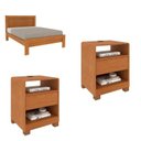 Ver imagem 1 de Conjunto Cama Casal Safira e 2 Mesas de Cabeceira Luna com USB Marrom/Cinamomo
