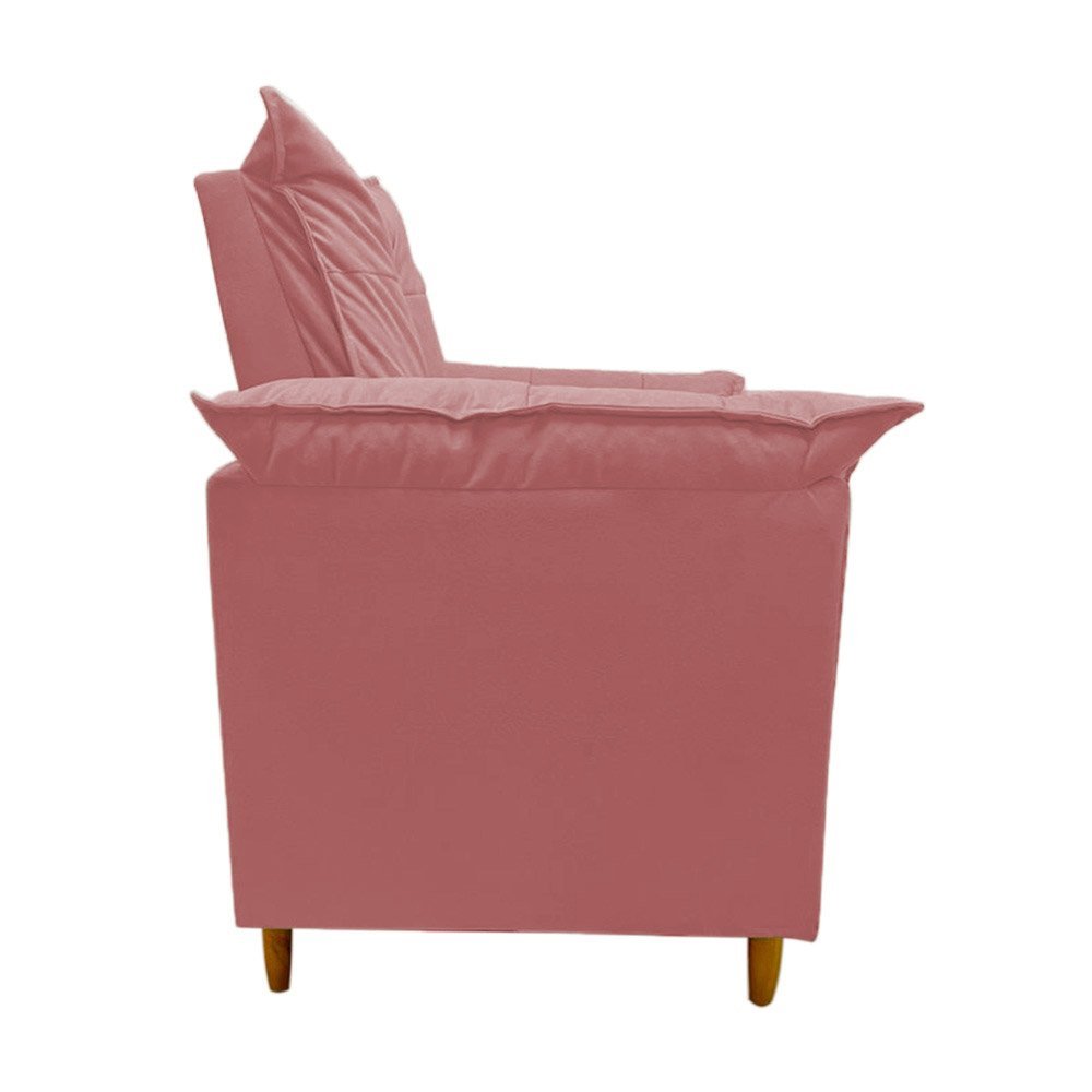 Poltrona Amamentação rosê suede Com Puff Cadeira Para Leitura Descanso - 4