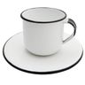Caneca Esmaltada Xícara Com Pires Para Chá Café 150ml Branco - 1