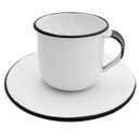Ver imagem 1 de Caneca Esmaltada Xícara Com Pires Para Chá Café 150ml Branco