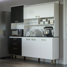 Kit Cozinha Completa Ravena 5 Portas 3 Gavetas Branco e Preto Batrol - 2