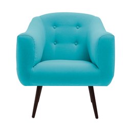 Poltrona Decorativo Prado Base Tabaco Linho Azul Turquesa - Gran Belo - 1