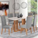 Ver imagem 1 de Mesa de Jantar 6 Lugares San Diego Mel/Blonde/Veludo Cinza - Panorama Móveis