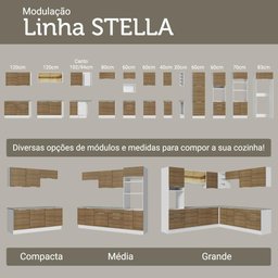 Armário de Cozinha Completa 190cm Stella Madesa Branco Rustic - 7