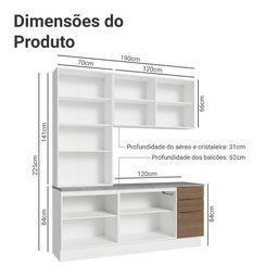 Armário de Cozinha Completa 190cm Stella Madesa Branco Rustic - 9