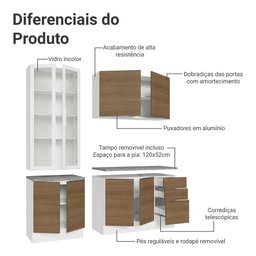 Armário de Cozinha Completa 190cm Stella Madesa Branco Rustic - 11