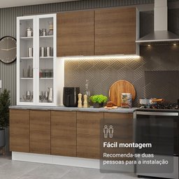 Armário de Cozinha Completa 190cm Stella Madesa Branco Rustic - 3