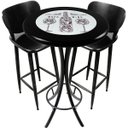 Ver imagem 1 de Conjunto Mesa Madeira Azulejo 60cm - Bistrô Fixa 98cm + 2 Banquetas 73 - Preta - More Wine