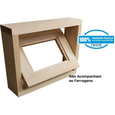 Janela Basculante Vitrô 30x40x12 Cm para Um Vidro Eucalipto Neonx