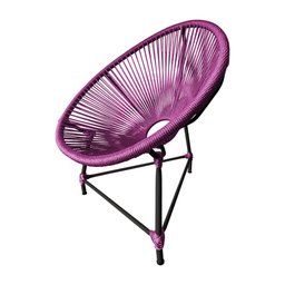 Cadeira Acapulco Corda Náutica Base em Alumínio Preto/rosa - 2