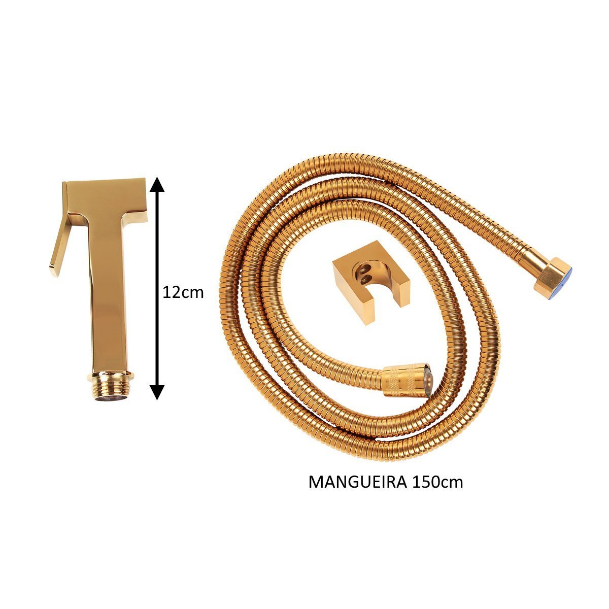 Ducha Higiênica Quadrada Luxo Metal Dourado Completa - 5