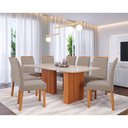 Ver imagem 1 de Sala de Jantar Mesa Ester 210 com 8 Cadeiras Paola Wood Cinamomo/off White/mad/nude