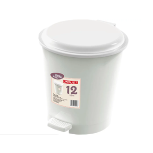 Lixeira Cozinha Pedal 12 Litros Plástico Cesto Lixo Grande:branco