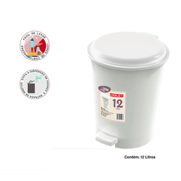 Lixeira Cozinha Pedal 12 Litros Plástico Cesto Lixo Grande:branco - 2