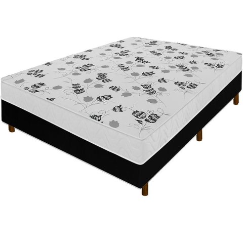Cama Box + Colchão Viúva Florencia Branco Espuma D28 Liso 128x188x51cm