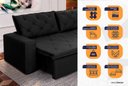 Ver imagem 4 de Sofá Cama Retrátil Reclinável 2,10m Bangkok Suede Velut Preto Molas no Assento - King House