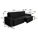 Ver imagem 3 de Sofá Cama Retrátil Reclinável 2,10m Bangkok Suede Velut Preto Molas no Assento - King House