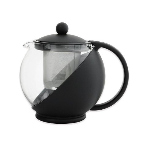 Bule Cha Cafe com Infusor Chaleira de Vidro 1250ml Cafeteira Inox Jarra Suco Filtro Coador Grande