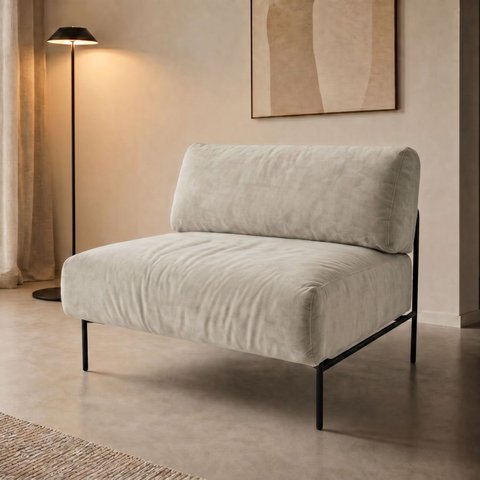 Sofá Modular Industrial Central Basileia 100cm Yescasa Veludo Tx Bege Castor